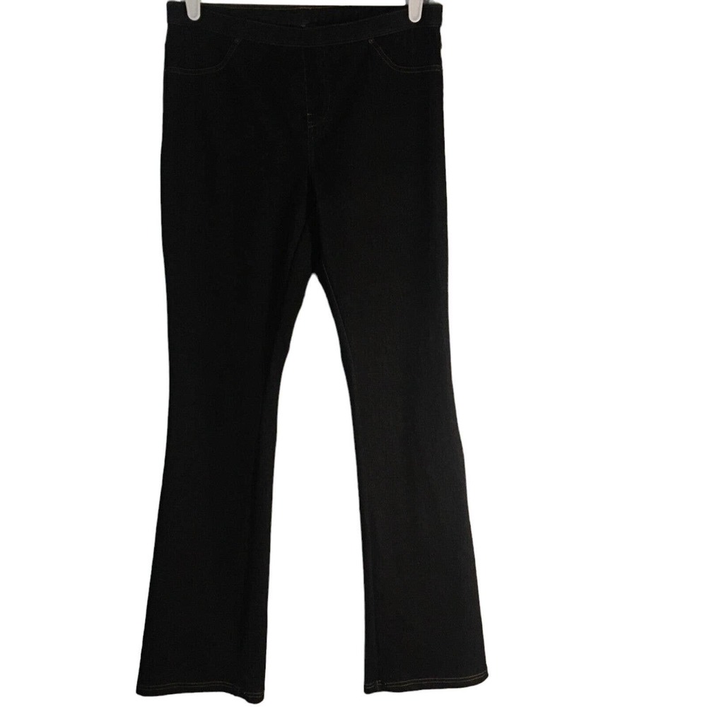 Simple Vera Wang Women's Pants Medium Black Fit and Flare Long Y2K Denim Print
